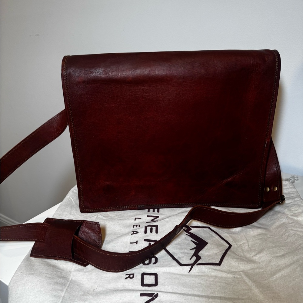 NEW!  Never used Dark Brown Emerson Leather Messenger Bag